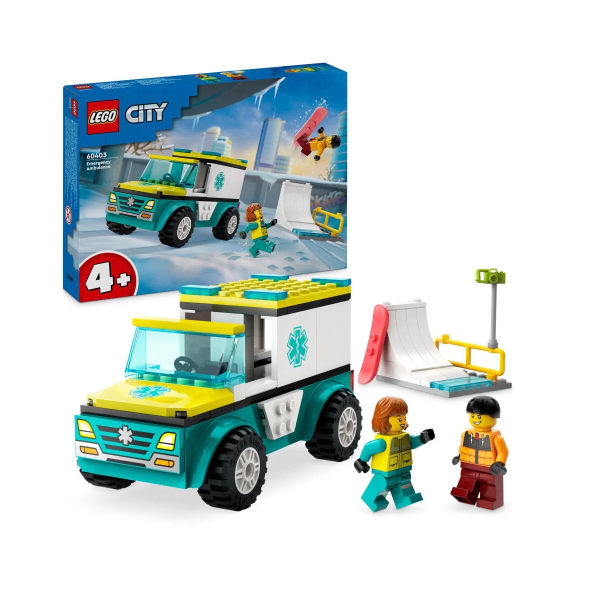 Klocki konstrukcyjne Lego City Karetka i snowboardzista (60403)