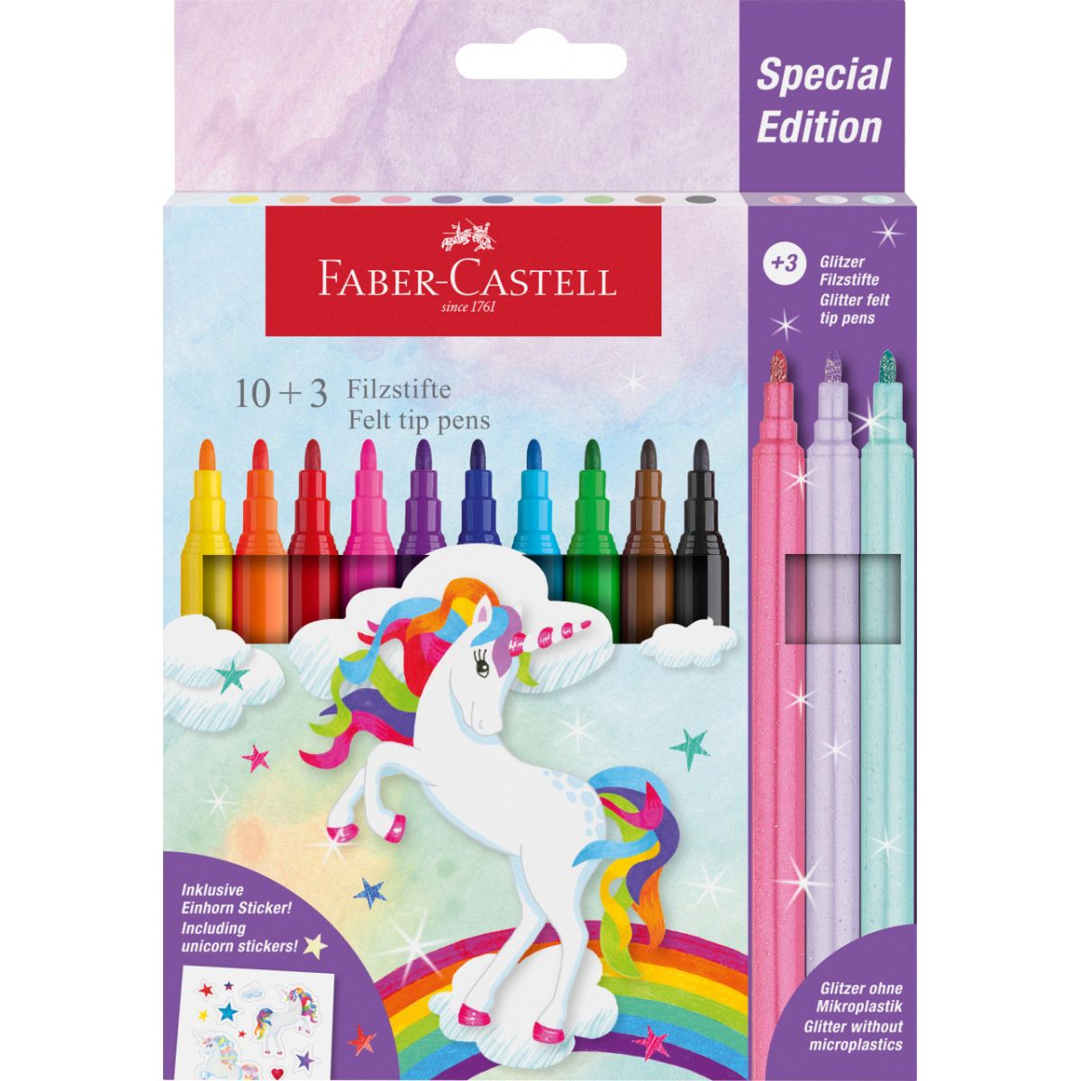 Flamaster Faber Castell Jednorożec + naklejki 10+3 kol. (554213 FC)