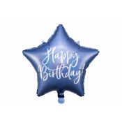 Balon foliowy Partydeco Happy Birthday, 40cm, granatowy 15,5cal (FB93-074)