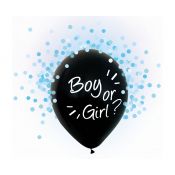 Balon gumowy Godan Boy Or Girl, niebieskie konfetti, 12 cali, 4 szt. czarna 12cal (H12/BGN4)