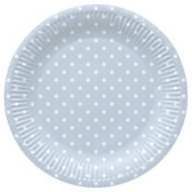 Talerz jednorazowy Paw Dots Light Blue śr. 230mm 8 szt (PPL8002205)