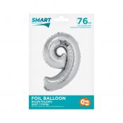 Balon foliowy Godan Smart cyfra 9 srebrna 76cm (CH-SSR9)