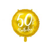 Balon foliowy Partydeco 50 urodziny, złoty 45 cm (18\\\\\\\\ 18cal (FB24M-50-019)