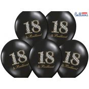Balon gumowy Partydeco gumowy czarny z nadrukiem liczby 18 30 cm/6 sztuk czarna 300mm (SB14P-136-010-6)