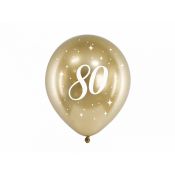 Balon gumowy Partydeco Glossy 80 urodziny złoty 300mm (CHB14-1-80-019-6)