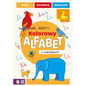 Książeczka edukacyjna Kolorowy alfabet z naklejkami. Zeszyt 1 Zielona Sowa