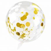 Balon gumowy Arpex Golden party konfetti złote transparentny 450mm (BLF0041ZLO)