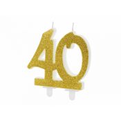 Świeczka urodzinowa liczba 40, złoty 7.5cm Partydeco (SCU5-40-019)