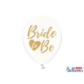 Balon gumowy Partydeco 30cm, Bride to be, Crystal Clear biały 300mm (SB14C-205-099G-6)
