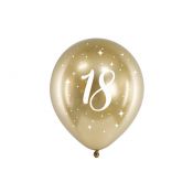 Balon gumowy Partydeco 18 urodziny złoty 300mm (CHB14-1-18-019-6)
