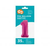 Balon foliowy Godan cyfra 1 różowy 35 cm (FG-C35R1)