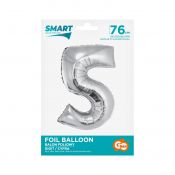 Balon foliowy Godan Smart cyfra 5 srebrna 76cm (CH-SSR5)