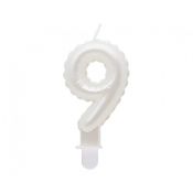 Świeczka urodzinowa cyferka 9, perłowa biała, 7 cm Godan (SF-PBI9)