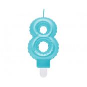 Świeczka urodzinowa cyferka 8, perłowa jasnoniebieska, 7 cm Godan (SF-PJN8)