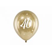 Balon gumowy Partydeco Glossy 40 urodziny złoty 300mm (CHB14-1-40-019-6)
