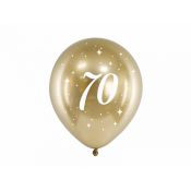 Balon gumowy Partydeco Glossy 70 urodziny złoty 300mm (CHB14-1-70-019-6)