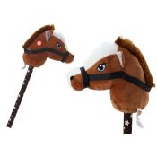 Pluszak interaktywny Pluszowa Głowa Konia Na Kiju Hobby Horse Koń Krótkowłosy Ciemnobrązowy Dźwięki Lean (19538)