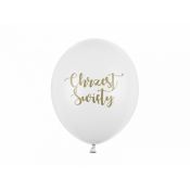 Balon gumowy Partydeco Chrzest Święty, Pastel Pure White 6szt. biała 300mm (SB14P-309-008-6)