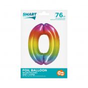 Balon foliowy Godan Smart cyfra 0 tęcza 76cm (CH-STC0)