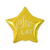 Balon foliowy Godan Sto Lat, gwiazda złota, nadruk biały 19cal (FG-GSLB)