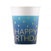 Kubek jednorazowy Godan Blue Happy Birthday, Decorata 200ml (96621)