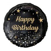 Balon foliowy Godan Happy Birthday, czarny 18cal (FG-OHBC)