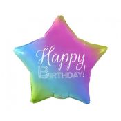 Balon foliowy Godan Happy Birthday, gwiazda gradient, nadruk biały 19cal (FG-GHBT)