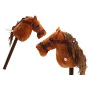 Pluszak interaktywny Głowa Konia Na Kiju Hobby Horse Koń Długowłosy Brązowy Dźwięki Lean (19534)
