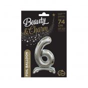 Balon gumowy Godan Beauty&Charm cyfra stojąca srebrna srebrny 30cal (BC-ASS6)