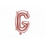 Balon foliowy Partydeco Litera G, 35cm, różowe złoto 14cal (FB2M-G-019R)