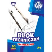 Blok techniczny Astra A4 biały 170g 10k