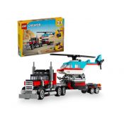 Klocki konstrukcyjne Lego Creator Ciężarówka z platformą i helikopterem (31146)