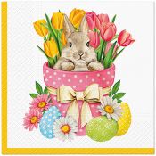 Serwetki Lunch Flower Bunny mix nadruk bibuła [mm:] 330x330 Paw (SDL140700)