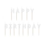 Świeczka urodzinowa Happy Birthday, 2.5 cm, biały Partydeco (SCS-13-008)