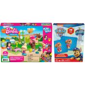 Pakiet PROMOCJA Mbl Klocki Barbie Salon + Psi Patrol gra Memo Mattel (477738+620742)