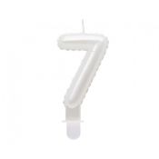 Świeczka urodzinowa cyferka 7, perłowa biała, 7 cm Godan (SF-PBI7)