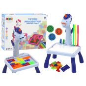 Zestaw kreatywny dla dzieci Mini Projektor Stolik Tetris 2w1 Jednorożec Niebieski Lean (19605)